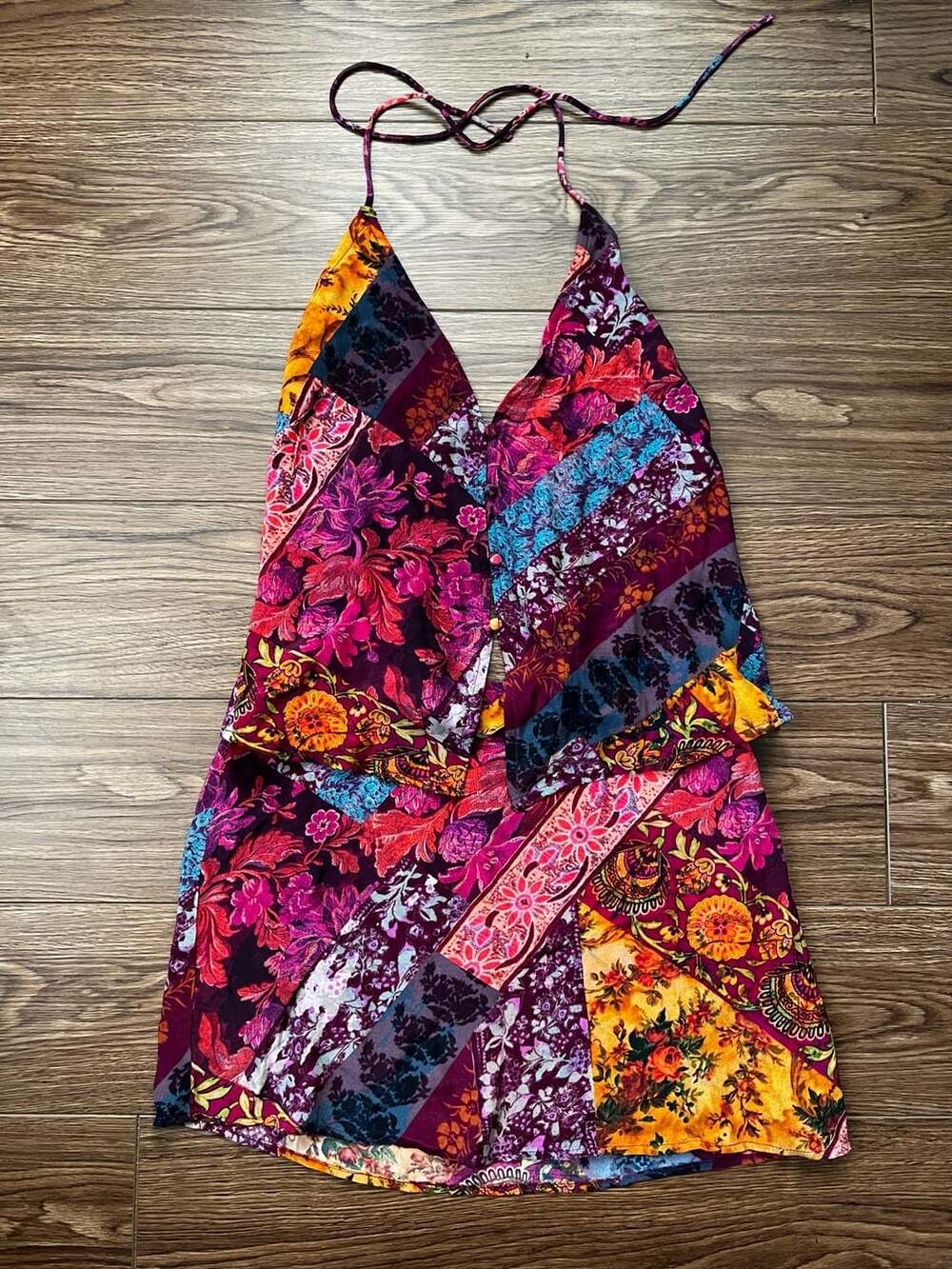 Nasty Gal Floral Patchwork Halter Top & Skirt Co-Ord Size 6